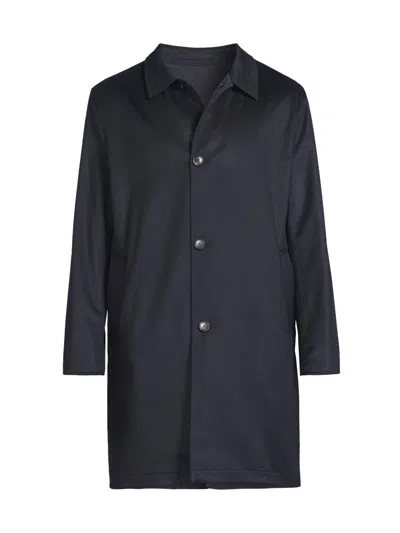 Sartorio Napoli Men's Nylon-cashmere Reversible Raincoat In Blue