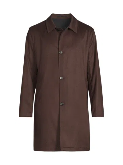Sartorio Napoli Men's Nylon-cashmere Reversible Raincoat In Brown