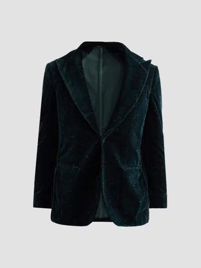 Sartorio Napoli Men's Paisley Velvet Single-button Dinner Jacket In Green