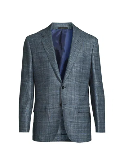 Sartorio Napoli Men's Plaid Wool-silk Jacket In Blue