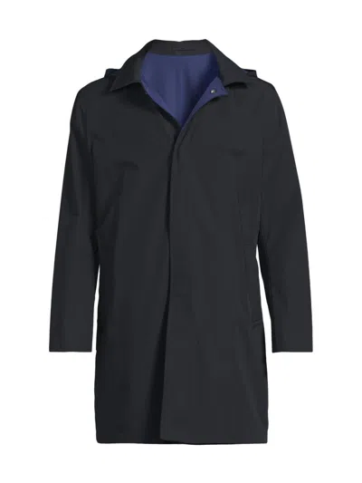 Sartorio Napoli Men's Reversible Stretch Nylon Hooded Jacket In Black