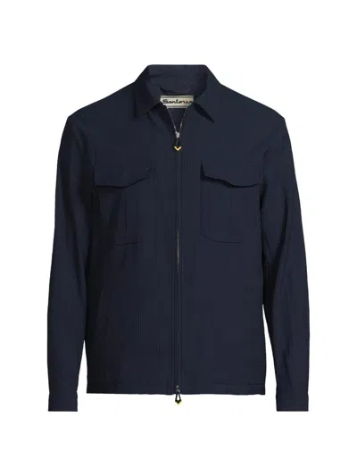Sartorio Napoli Men's Seersucker Wool-silk Jacket In Blue