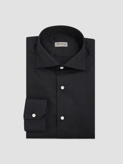Sartorio Napoli Men's Solid Cotton Dress Shirt In Black
