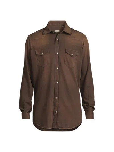 Sartorio Napoli Men's Texas Cotton Shirt In Brown