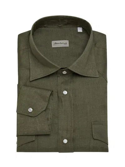 Sartorio Napoli Men's Texas Linen Shirt In Green