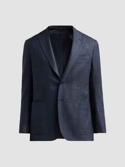 Sartorio Napoli Men's Textured Wool-silk-blend Sport Coat In Blue