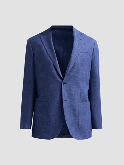 Sartorio Napoli Men's Textured Wool-silk-cotton-blend Sport Coat In Blue