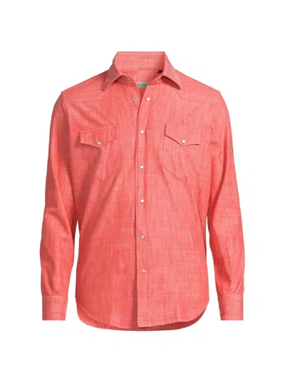 Sartorio Napoli Men's Western Denim Shirt In Red