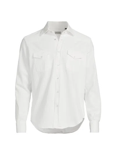 Sartorio Napoli Men's Western Denim Shirt In White