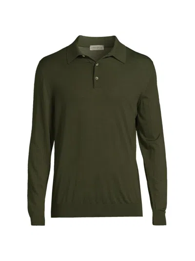 Sartorio Napoli Men's Wool Long-sleeve Polo Shirt In Green