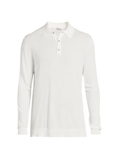 Sartorio Napoli Men's Wool Long-sleeve Polo Shirt In White