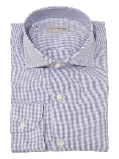 Sartorio Napoli Micro-check Cotton Shirt In Purple