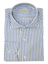 Sartorio Napoli Pinstripe Cotton Shirt In Blue