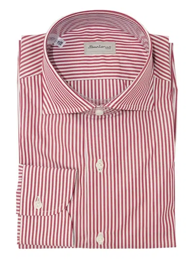 Sartorio Napoli Pinstripe Cotton Shirt In Red