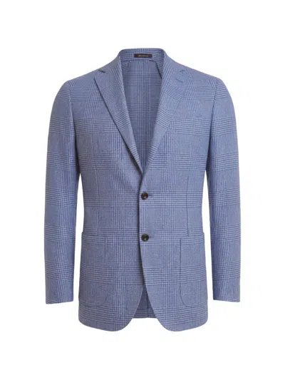 Sartorio Napoli Prince Of Wales Single-breasted Wool Blazer In Blue