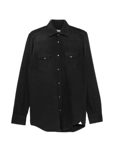 Sartorio Napoli Shirt With Silver Buttons In Black