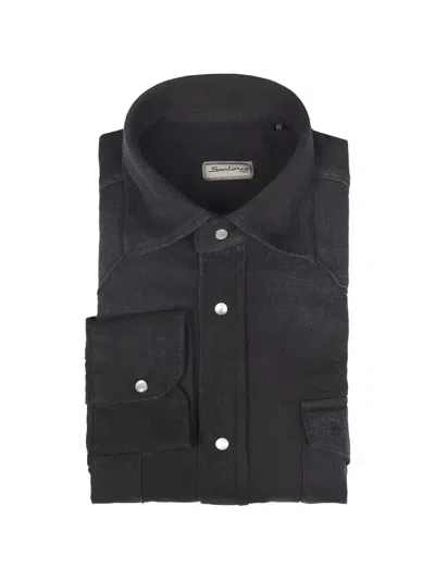 Sartorio Napoli Silver-tone Button Shirt In Black