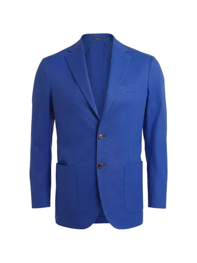 Sartorio Napoli Single-breasted Patch-pocket Blazer In Blue