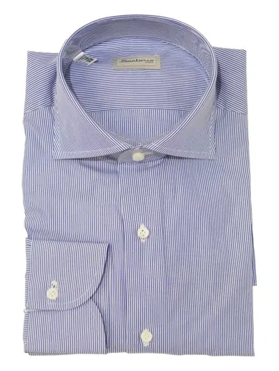 Sartorio Napoli Stripe-pattern Cotton Shirt In Blue