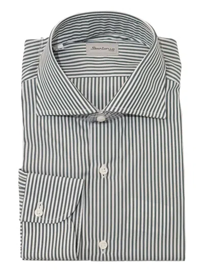 Sartorio Napoli Striped Cotton Shirt In Green