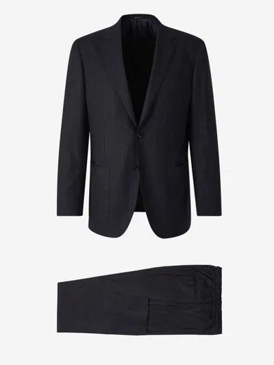 Sartorio Napoli Striped Wool Suit In Midnight Blue
