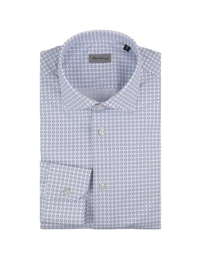 Sartorio Napoli White Shirt With Blue Pattern