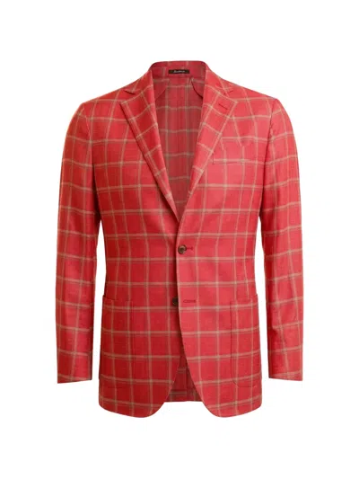 Sartorio Napoli Windowpane-check Blazer In Red