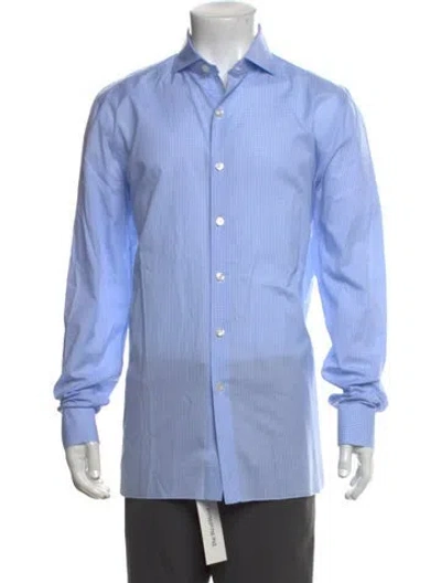 Pre-owned Sartorio Patterned Long Sleeve Dress Shirt In Blue