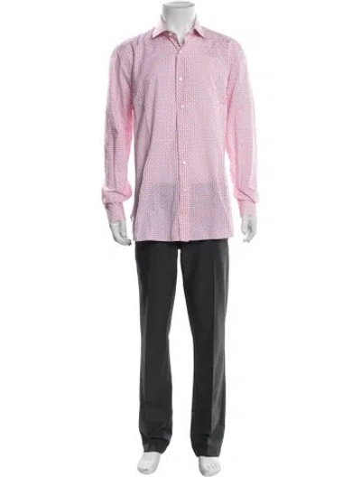 Pre-owned Sartorio Patterned Long Sleeve Dress Shirt In Pink