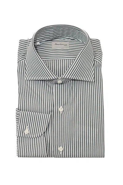Sartorio Pinstripe Cotton Dress Shirt In Green