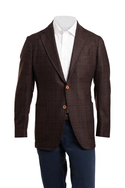 Sartorio Prince Of Wales Virgin Wool Sport Jacket In Brown