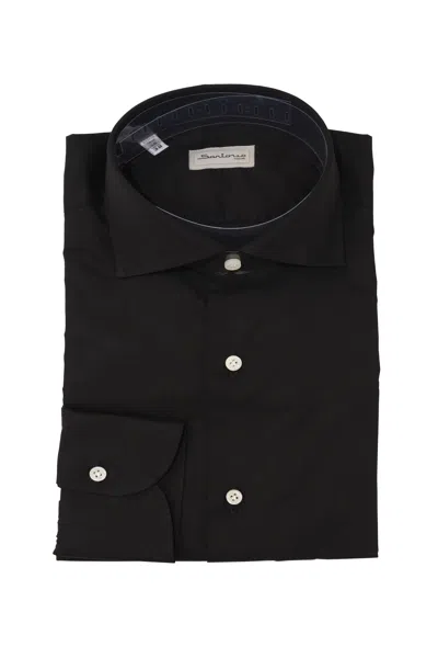 Sartorio Solid Cotton Dress Shirt In Black