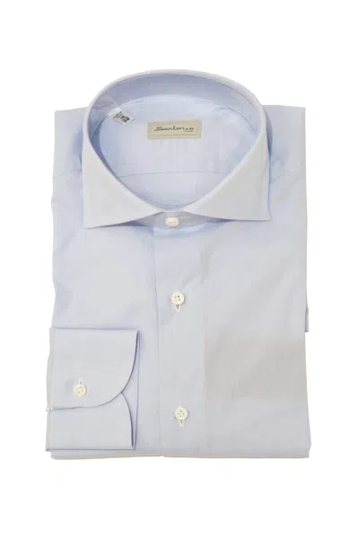 Sartorio Solid Cotton Dress Shirt In Blue