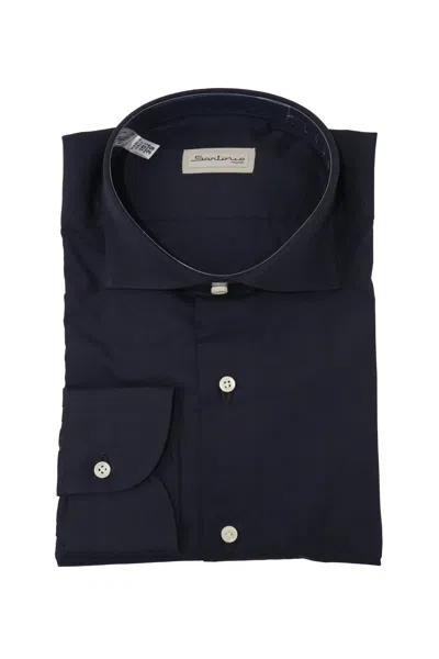 Sartorio Solid Cotton Dress Shirt In Blue