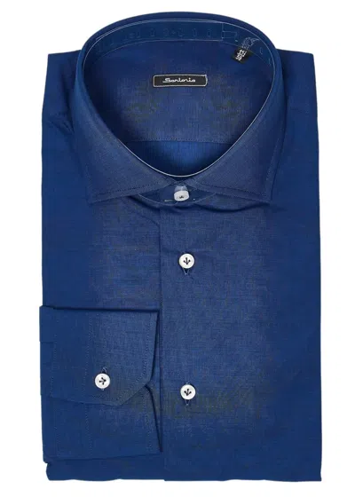 Sartorio Solid Cotton Shirt In Blue