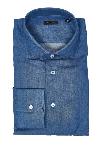 Sartorio Solid Denim Shirt In Blue