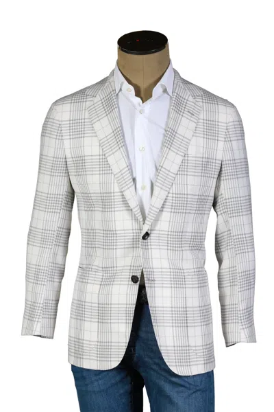 Sartorio White Plaid Wool Sport Jacket In Gray