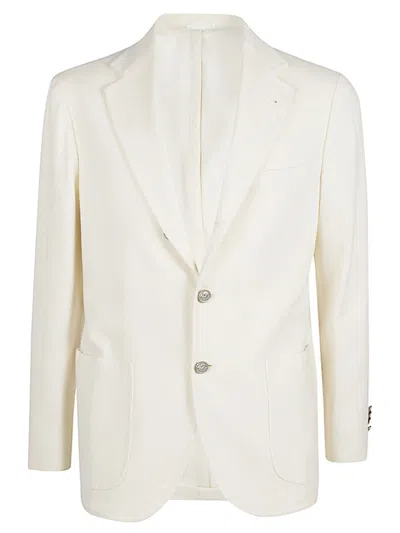 SARTORIO WHITE SINGLE-BREASTED WOOL BLAZER