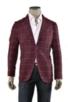 Sartorio Windowpane Cashmere Sport Jacket In Burgundy