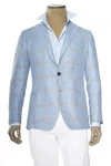 Sartorio Windowpane Virgin Wool Sport Jacket In Blue