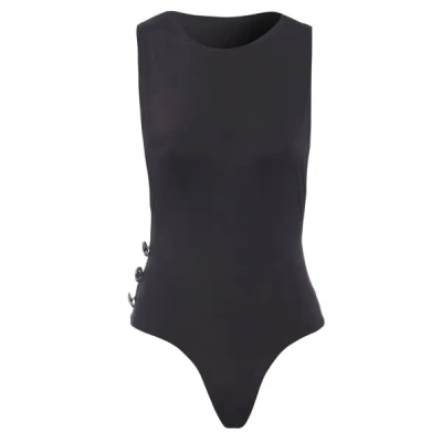 Sarvin Women's Black Chloe Dropped Armholes Bodysuit