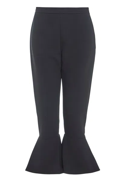 Sarvin Women's Black Frill Hem Trousers