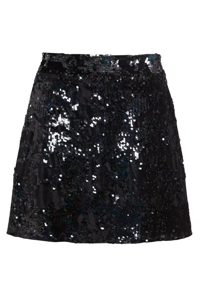 Sarvin Women's Black Mini Sequin Skirt In Multi