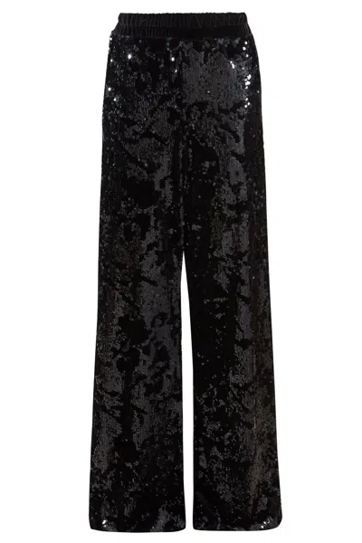 Sarvin Women's Black Sequin Flared Trousers