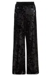Sarvin Women's Black Sequin Velvet Flared Trousers In Black