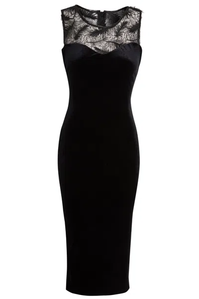 Sarvin Women's Black Velvet Bodycon Dress