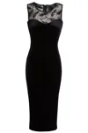 Sarvin Women's Black Velvet Midi Bodycon Dress In Black