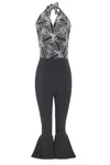 Sarvin Women's Black / White / Grey Black Backless Jumpsuit In Multi