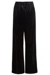 SARVIN WOMEN'S BLACK WIDE LEG VELVET TROUSERS