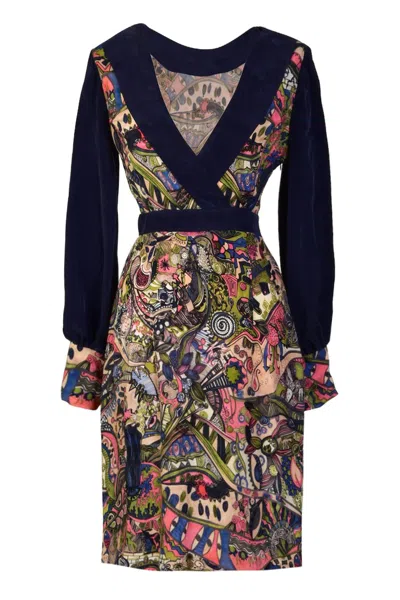Sarvin Women's Blue Long Sleeve Mini Dress
